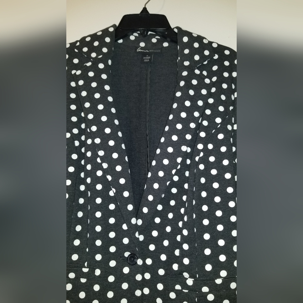 Lane Bryant Black and White Polka Dot Blazer NWOT - Picture 4 of 7